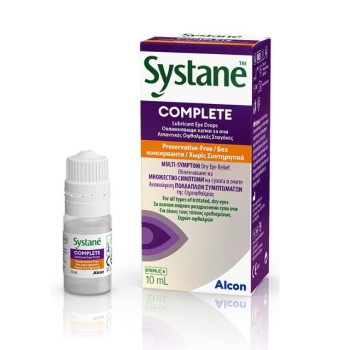 Alcon Systane Complete Λιπαντικές Οφθαλμικές Σταγόνες Χωρίς Συντηρητικά, 10ml