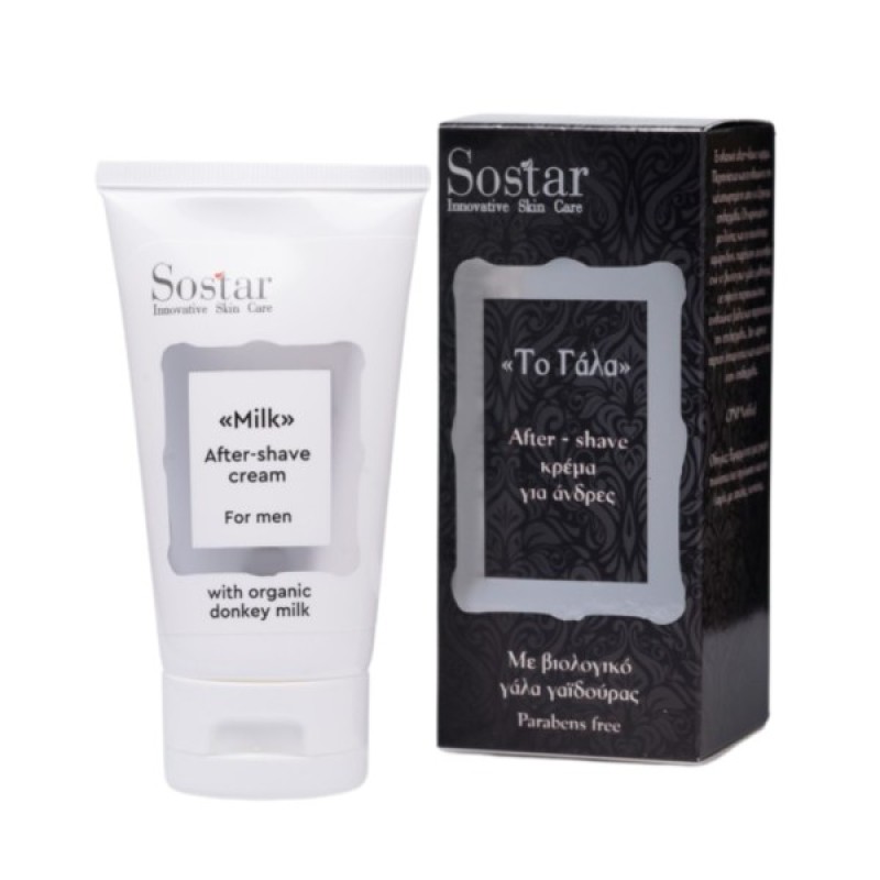 Sostar "Το Γάλα" Ανδρική Ενυδατική After Shave Κρέμα με Βιολογικό Γάλα Γαϊδούρας, 50ml