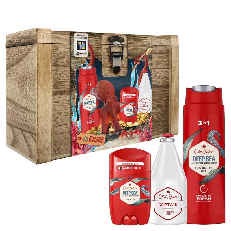 OLD SPICE Capten & Deep Sea Ανδρικό Σετ Ξύλινο Κουτί
