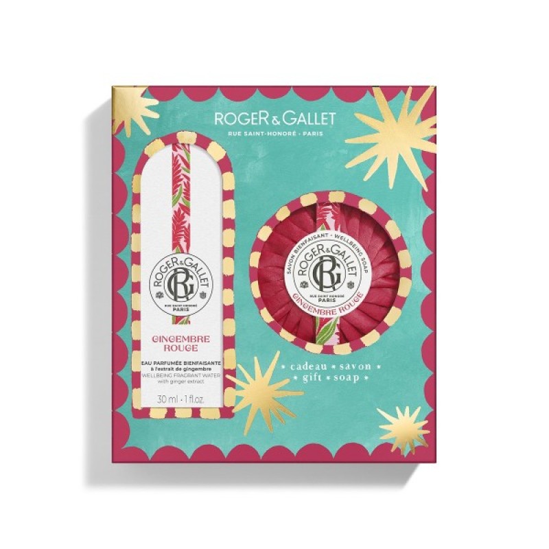 Roger & Gallet Promo Gingembre Rouge with Wellbeing Fragrant Water, 30ml & Soap Bar, 100g 