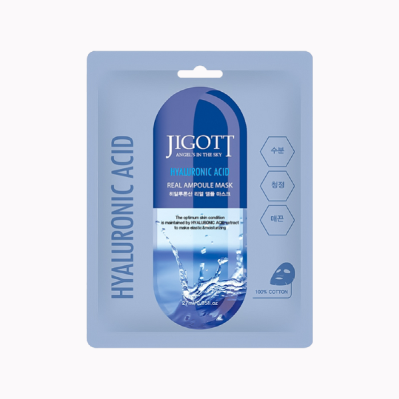 Jigott Hyaluronic Acid Real Ampoule Mask | Ενυδατική Μάσκα με Υαλουρονικό Οξύ – Ελαστικότητα & Φρεσκάδα 