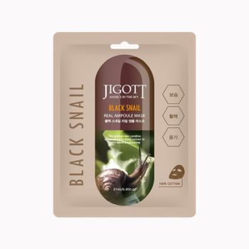 Jigott Black Snail Real Ampoule Mask | Μάσκα Αναζωογόνησης με Μαύρο Σαλιγκάρι – Θρέψη & Επανόρθωση 