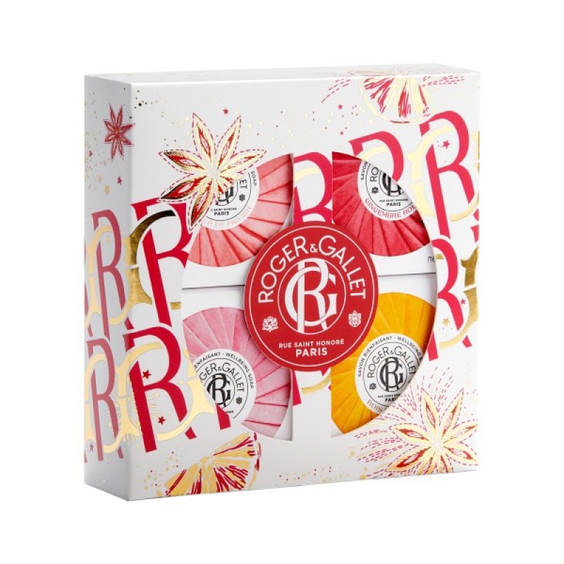 Roger & Gallet Promo Wellbeing Soaps Fleur De Figuier 50gr & Gingembre Rouge 50g & Bois D'Orange 50g & Rose 50g 