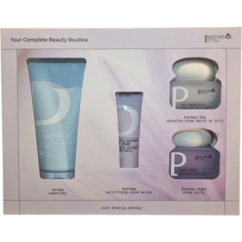 Panthenol Extra Promo Your Complete Beauty Routine Face Cleansing Gel, 150ml, Triple Defense Eye Cream, 25ml, Day Cream SPF15, 50ml & Night Cream, 50ml, 1set