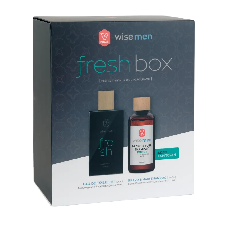 Vican Promo Wise Men Fresh Box Eau De Toilette Άρωμα 100ml & Beard & Hair Shampoo Σαμπουάν 200ml 